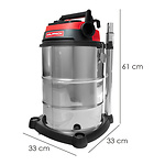 Aspirador inoxidable sincronizado. - Potencia 1.400 W. - Dep&oacute;sito de acero inoxidable de 30 litros.Medidas