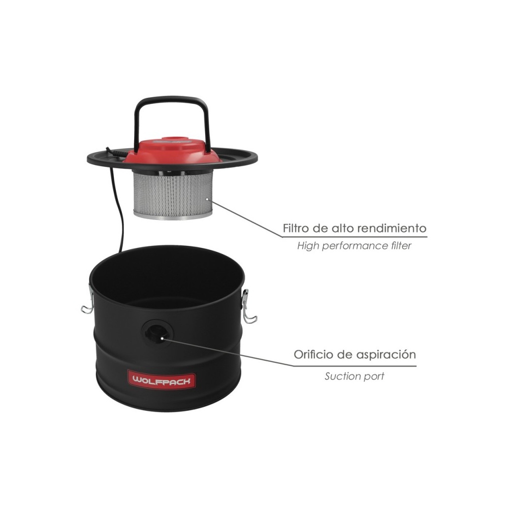 WOLFPACK Aspirador Cenizas Wolfpack 1200 Watt. 15 Litros montaje