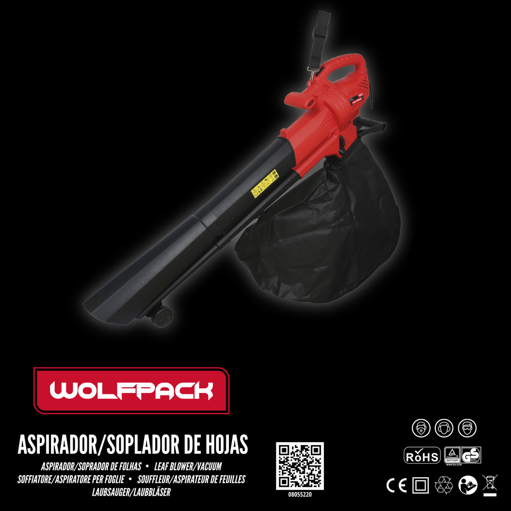 Aspirador Soplador Hojas Jardin - Potencia: 3.000 Watt. - Velocidad sin carga: 12.000 / 15.000 R.P.M. - Volumen de aire m&aacute;x.: 13,2 m3 / min. - Velocidad m&aacute;xima del aire: 270 km/h. - Capacidad bolsa recolectora: 35 litros. - Bolsa recolectora con cremallera. - 2 ruedas gu&iacute;a. - Triple Funci&oacute;n: Aspirador / Soplador / Triturador. - Relaci&oacute;n de trituraci&oacute;n: 10:1. - Longitud del cable: 35 cm. - Peso: 2,30kg. - Gracias al aspirador soplador puede limpiar las hojas y suciedad que se acumula en los jardines o zonas de arboles. Con la funci&oacute;n de trituraci&oacute;n disminuye significativamente el volumen de las hojas. composicion