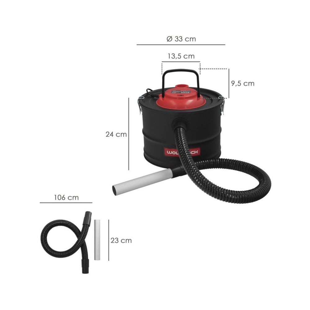 WOLFPACK Aspirador Cenizas Wolfpack 1200 Watt. 15 Litros  medidas