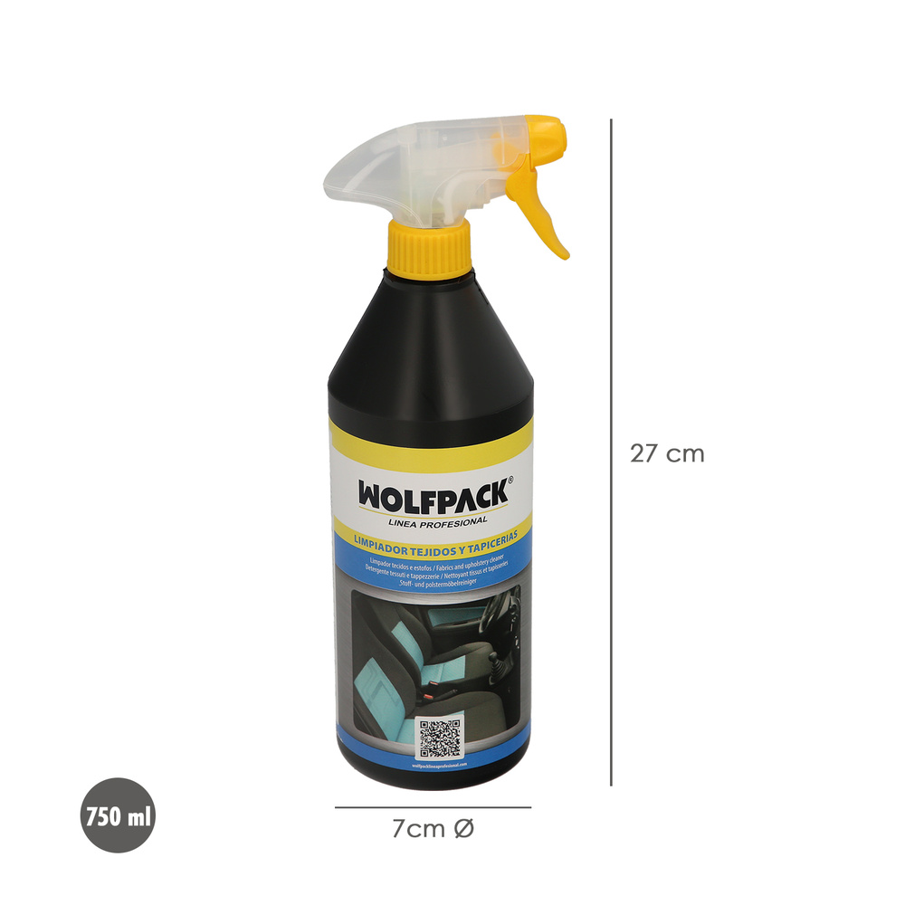 Limpiador Tejidos y Tapicerias Coches y Hogar 750 ml. medidas