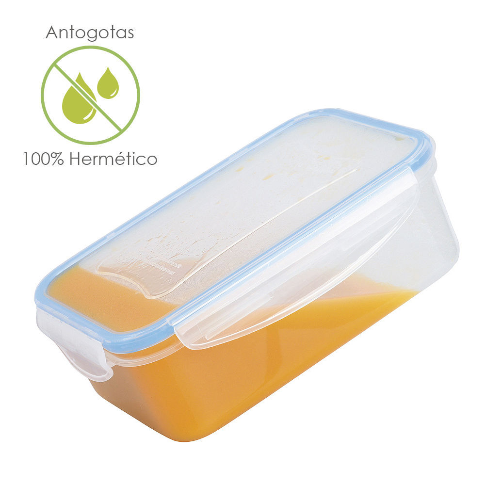 Recipiente Hermetico Plastico Rectangular 240 ml. 12.5x8.5x4.5 (Alt.) cm.