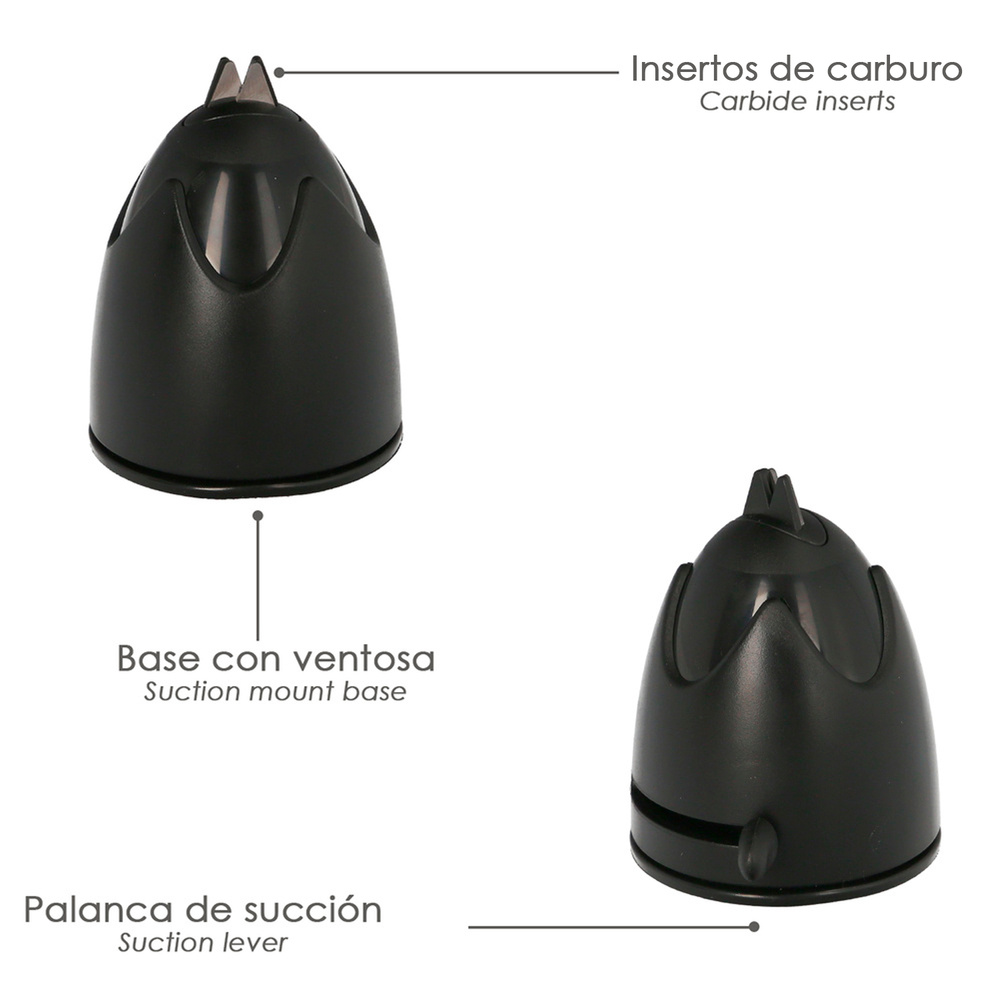 Afilador de Ventosa Next Generation 1 Etapa - Afilador de ventosa de 1 etapa de nueva generación, que gracias a su potente ventosa, permite estar fijo mientras se realiza el afilado. - Medidas: Ø 79x82 mm.