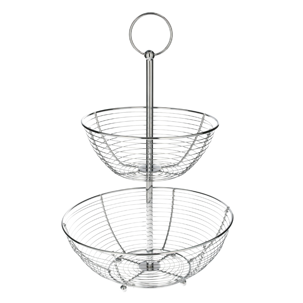 Frutero Acero Cromado, 2 Niveles, 45x29x8cm
