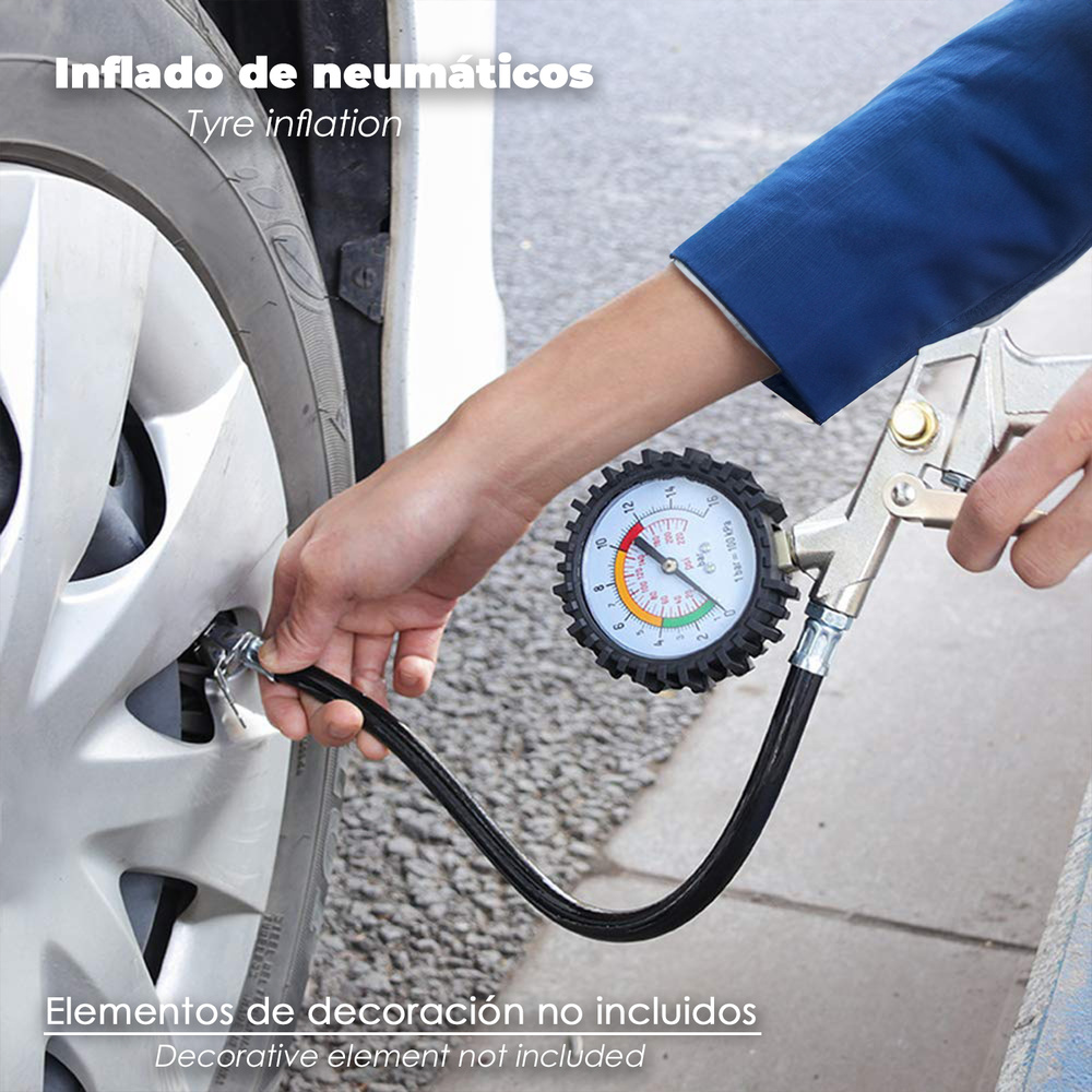  Pistola Inflado Neum&aacute;ticos Con Manometro Rapido