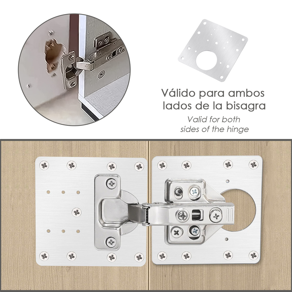 Placas Reparación Bisagras Cazoleta - Medida placa: 9x9 cm. cota