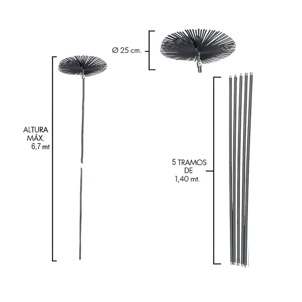 kit limpiador chimenea cepillo