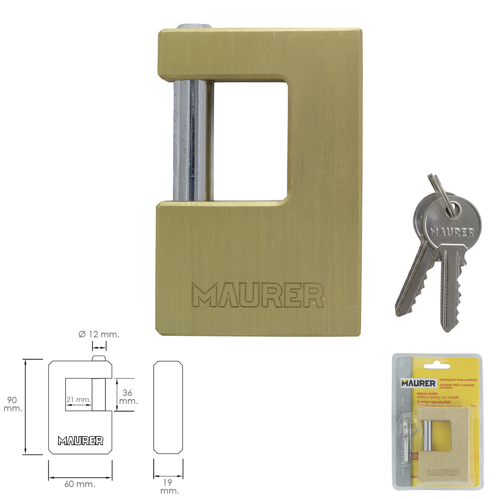 candado cuadrado persiana 74mm laton
