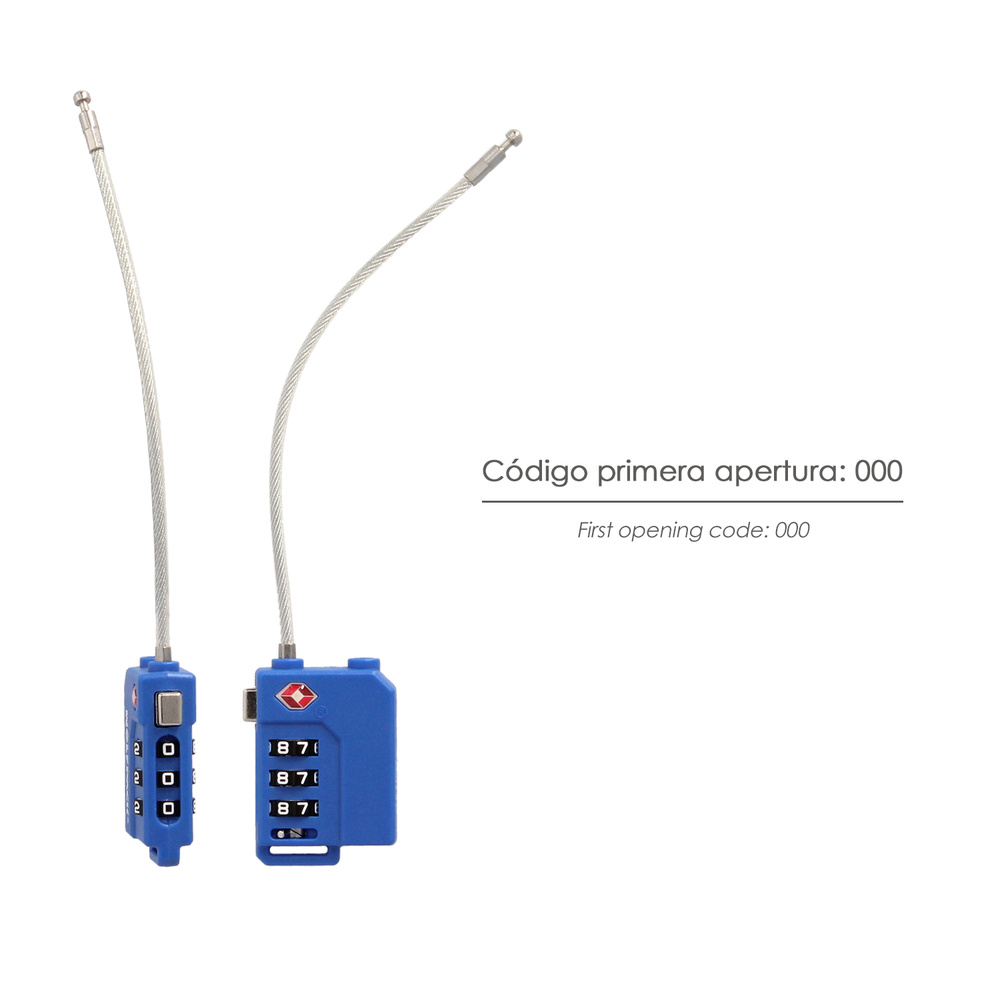 Candado Equipaje Tsa 3 Digitos Con Cable Acero detalle del cierre
