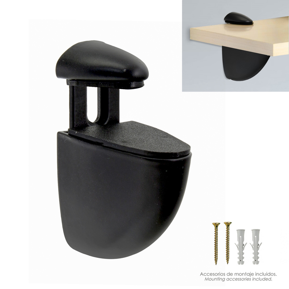 Soporte Pelicano Regulable Para Estante 1 / 20 mm. Negro (1 Pieza)b