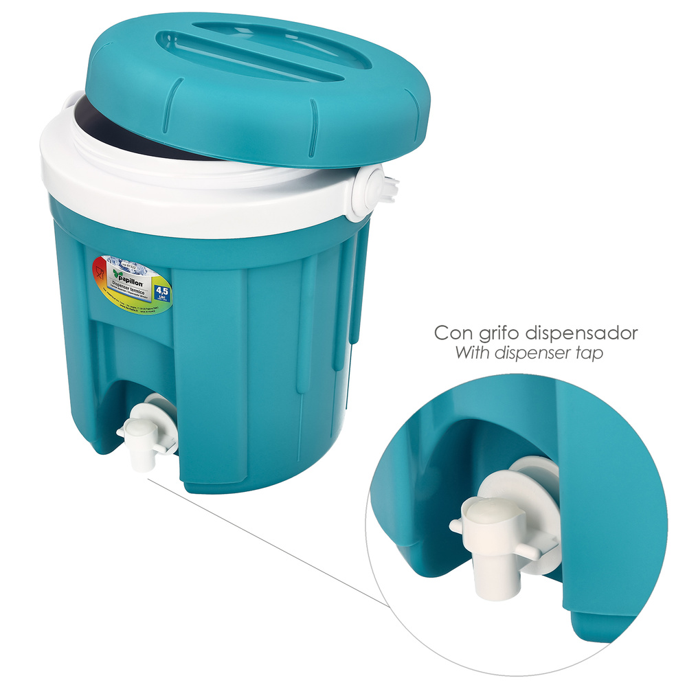 BIDON TERMICO CON GRIFO DISPENSADOR 4,5 LITROS. muestra
