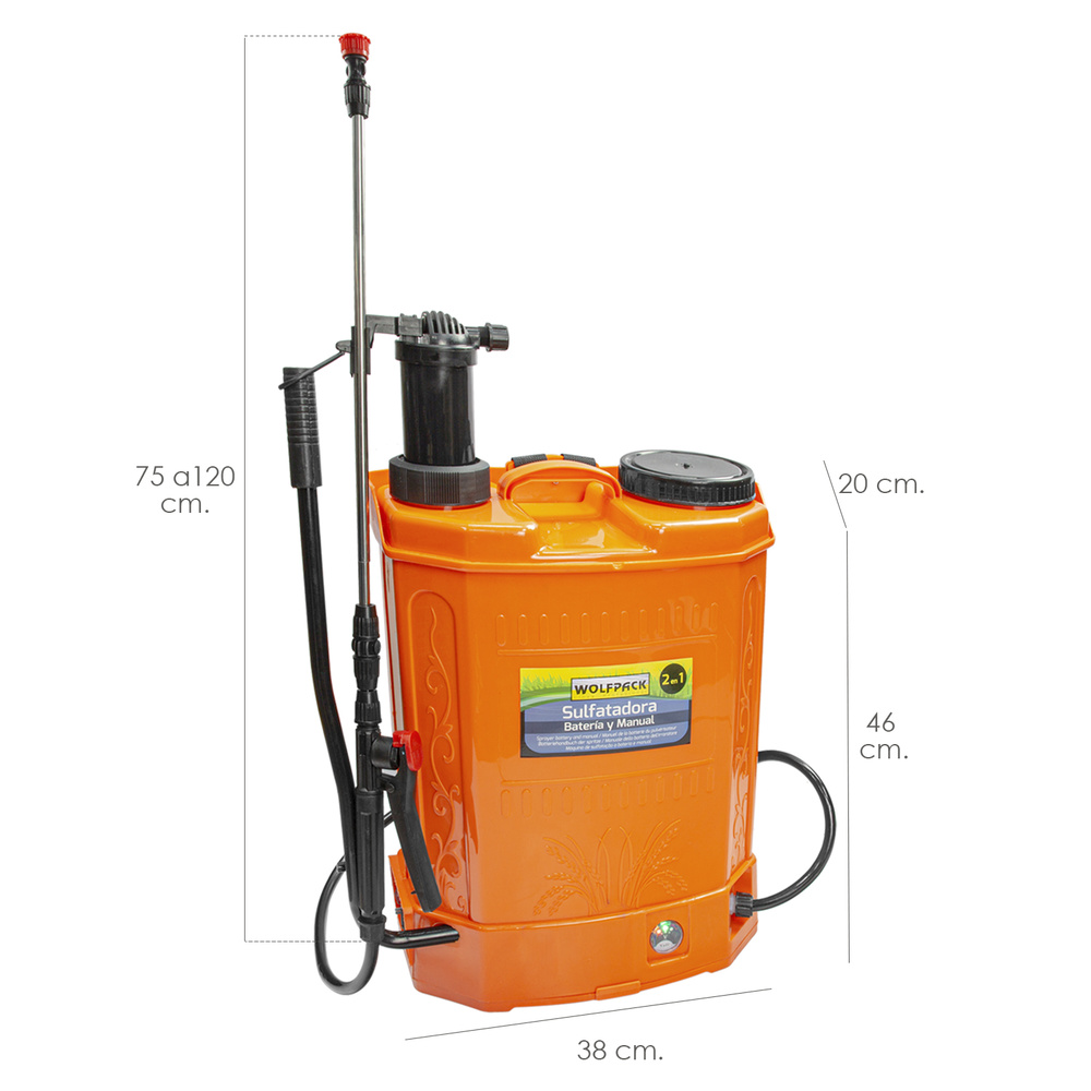 Sulfatadora Electrica A Bateria Doble Uso Bateria o Manual, Bateria Recargable 12 V / 8 Amperios