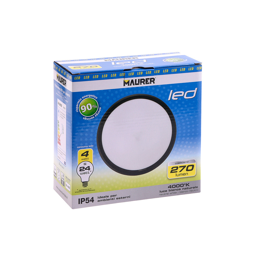 Plafón Led IP54 Redondo Ø170x73 mm. 4 Watios 270 Lúmenes