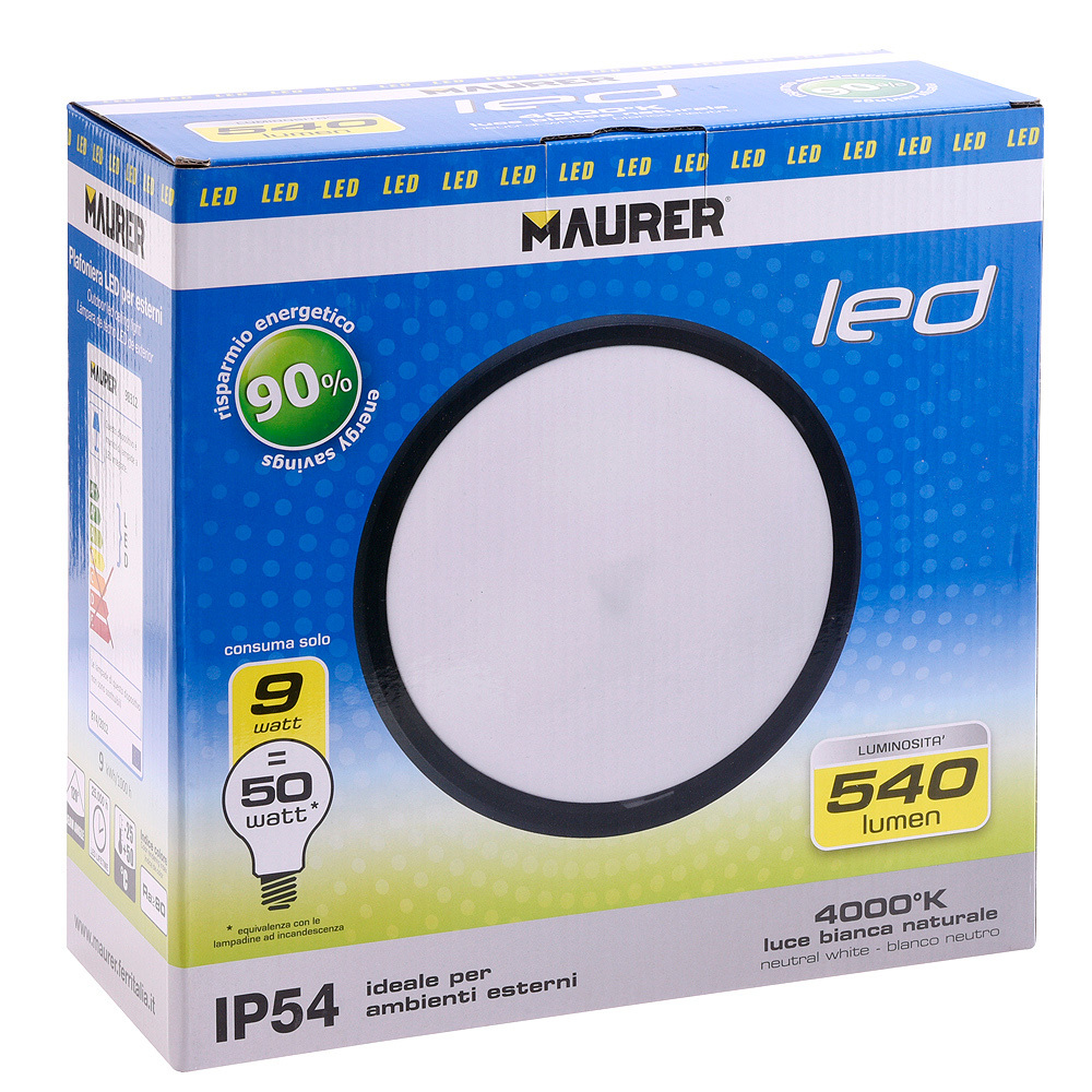 Plafón Led IP54 Redondo Ø260x110 mm. 9 Watios 540 Lúmenes