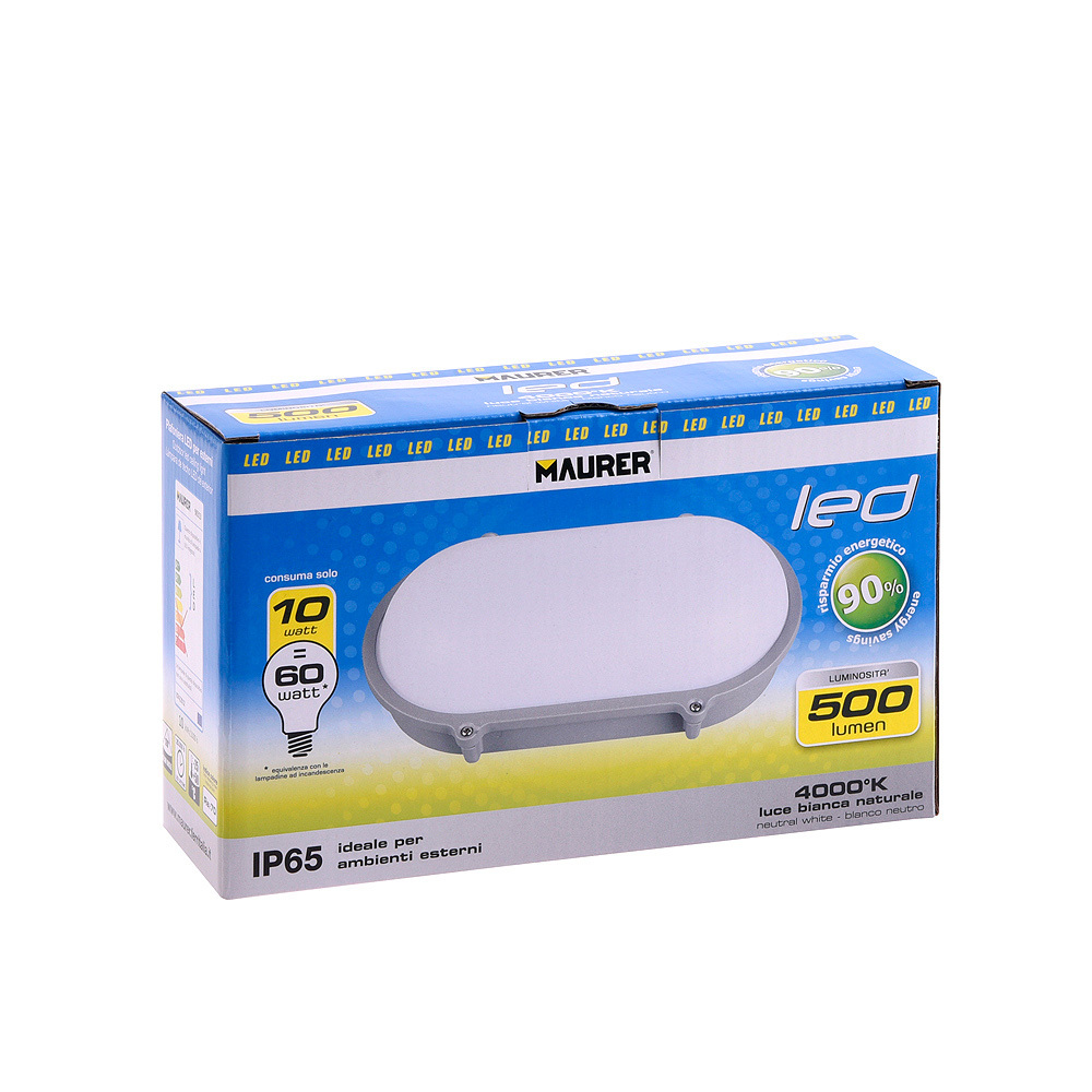 Plafón Led IP65 Oval 10 Watios 500 Lúmenes