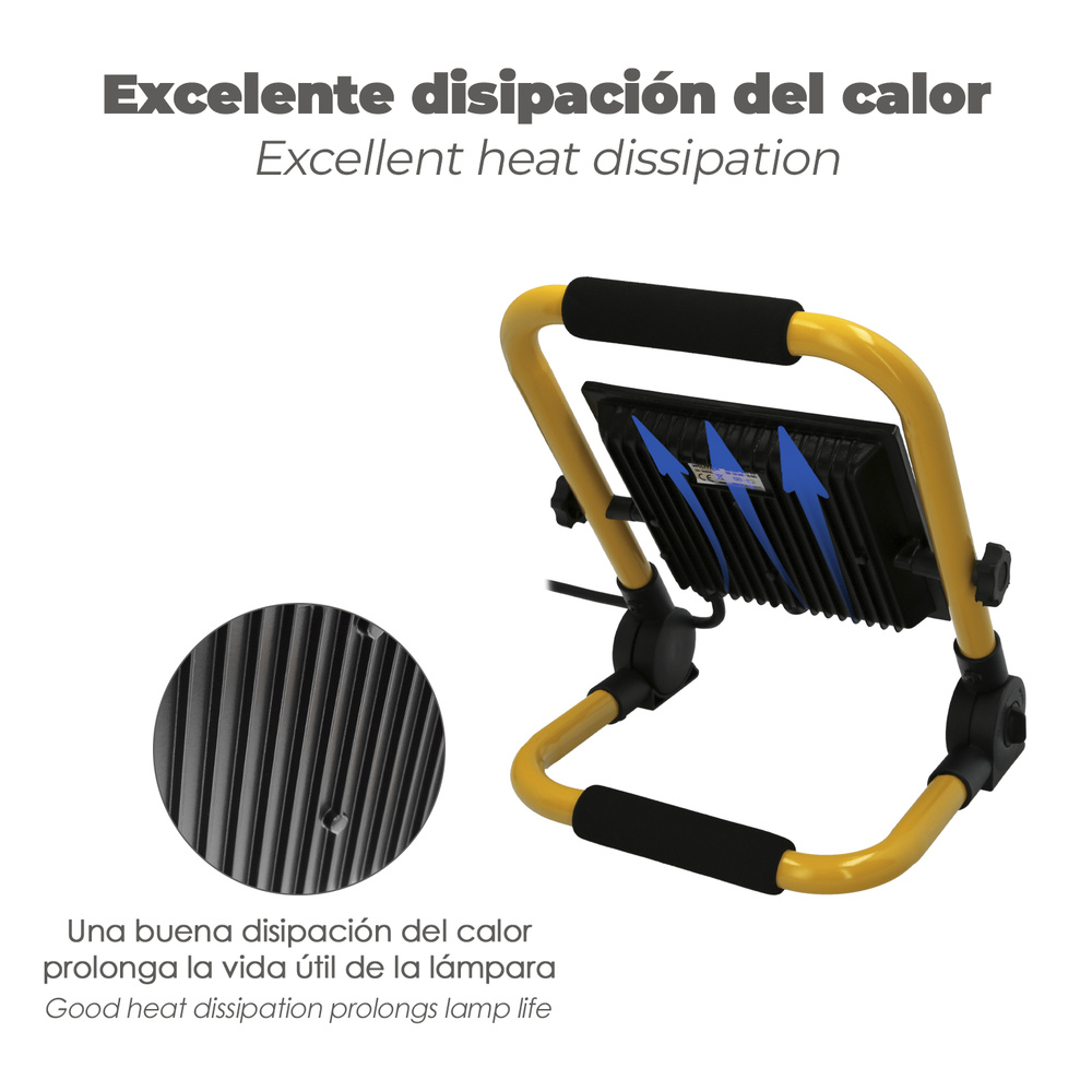 Foco led plano portatil con asa de transporte - Potencia: 50 W. 3