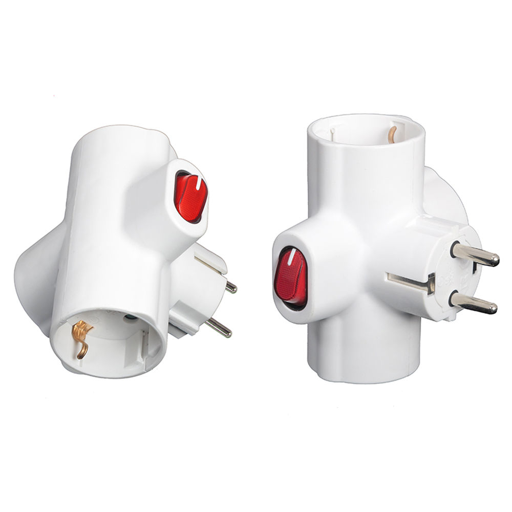 Adaptador Triple Schuko 16 A 250v Con Interruptor