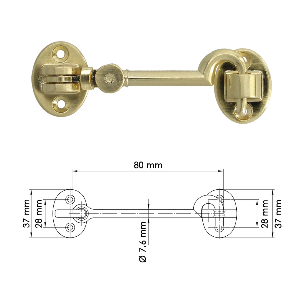 Aldabilla Multiusos Reforzada Con Tornillos - Medidas: 100mm - Color: Latón Pulido - Instalación rápida. Marca los puntos y con la ayuda de un taladro se hacen los agujeros. Fija la aldabilla con la tornillería incluida - Ideal para proteger las contraventanas que se cierran de golpe. Sirve como cerradura. - Artículo también conocido como aldabilla, aldabilla contraventana, aldabilla niquelada, aldabilla tipo buque, aldabilla barco, gancho de puerta, cierrapuertas, cierraventanas, cierra puertas, cierra ventanas, etc.