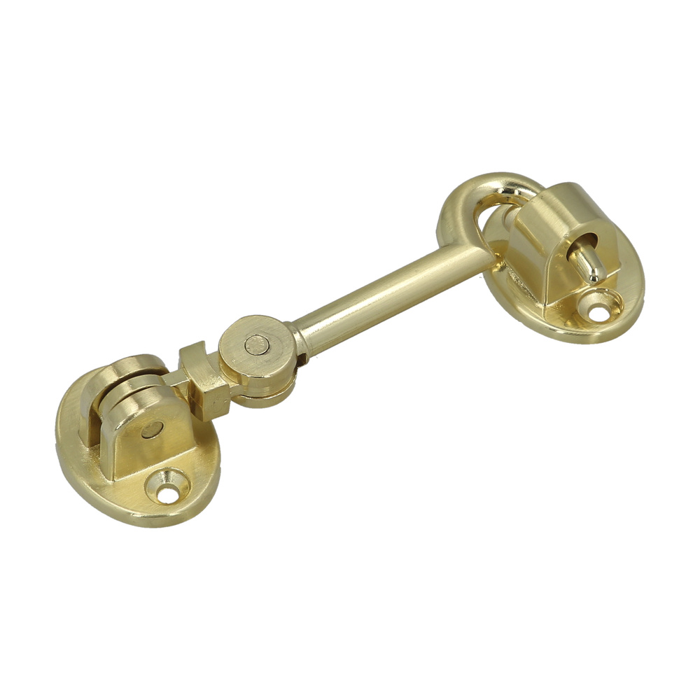 Aldabilla Multiusos Reforzada Con Tornillos - Medidas: 100mm - Color: Latón Pulido - Instalación rápida. Marca los puntos y con la ayuda de un taladro se hacen los agujeros. Fija la aldabilla con la tornillería incluida - Ideal para proteger las contraventanas que se cierran de golpe. Sirve como cerradura. - Artículo también conocido como aldabilla, aldabilla contraventana, aldabilla niquelada, aldabilla tipo buque, aldabilla barco, gancho de puerta, cierrapuertas, cierraventanas, cierra puertas, cierra ventanas, etc. 2
