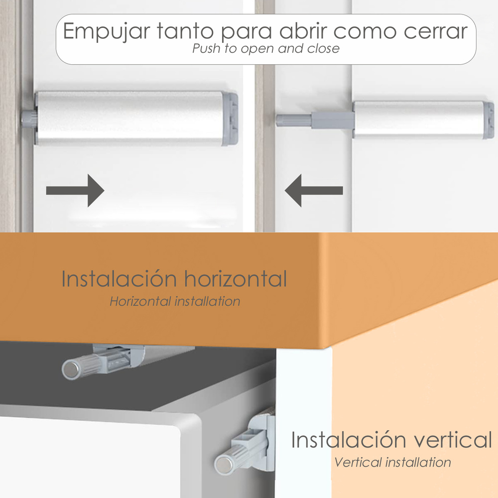 Cierre Iman Para Puerta Armario Presion Magnetica. - Medidas mininas cerrado / abierto: 80x22x4 (Alt.) mm. / 118x22x4 (Alt) mm. puerta