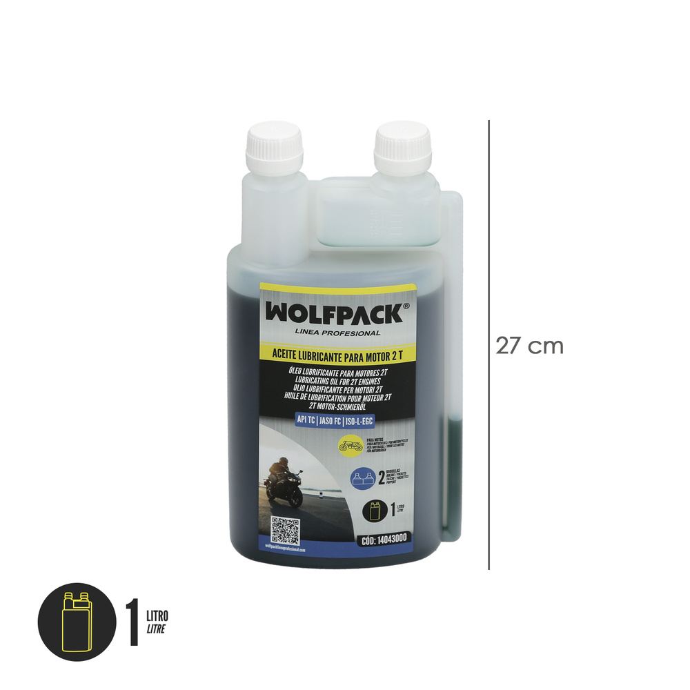 Aceite Lubricante 2 Tiempos 1 Litro (2 Boquillas) medida