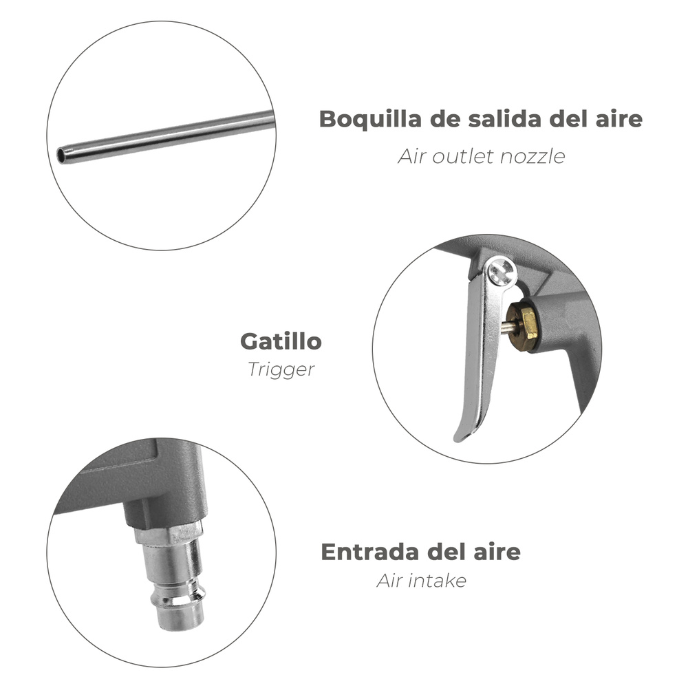 Pistola soplado con canula adaptador rapido 4