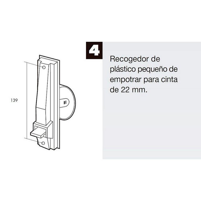 Recogedor Persiana Plastico Pequeño Cinta 22 mm.