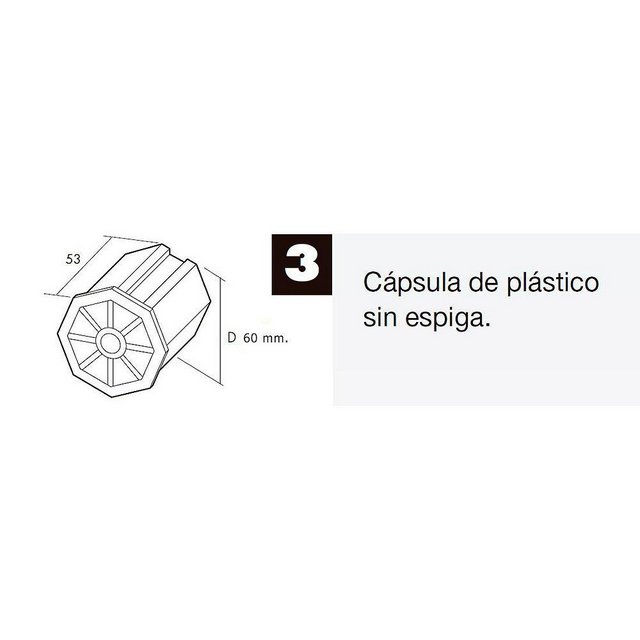Capsula Persiana Plastico Sin Espiga Para Eje 60 mm.