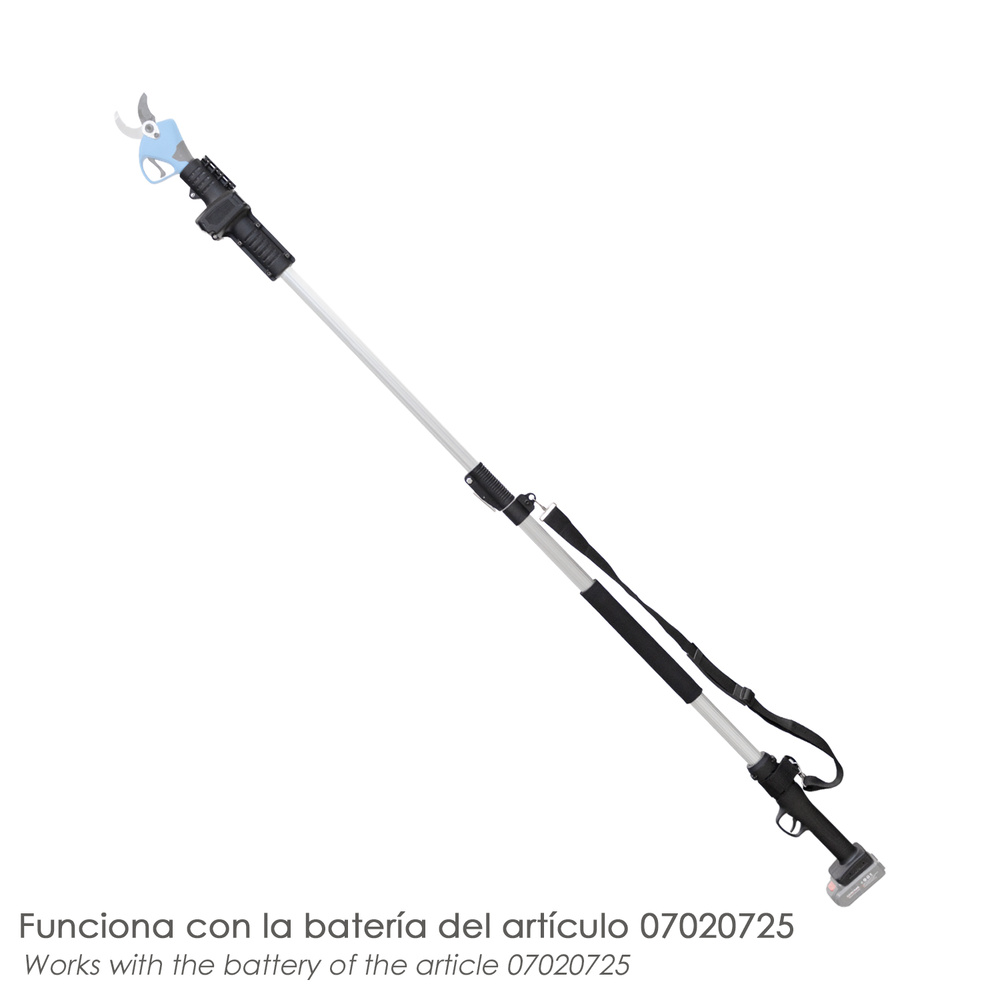 Barra Extensible Para Tijera Podar 07020725 - Barra extensible. - Agarre ergonómico. - Con cuerda para poder colgarselo. - Indicado para tijera de podar 07020725 - Artículo también conocido como tijeras extensibles, barra extensible poda, barra de alcance largo, etc. 