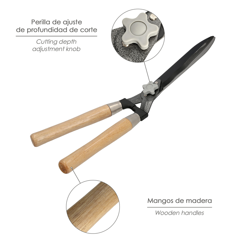  Siguiente Tijera Podar Setos 2 Manos Mangos Madera 54 cm. 2