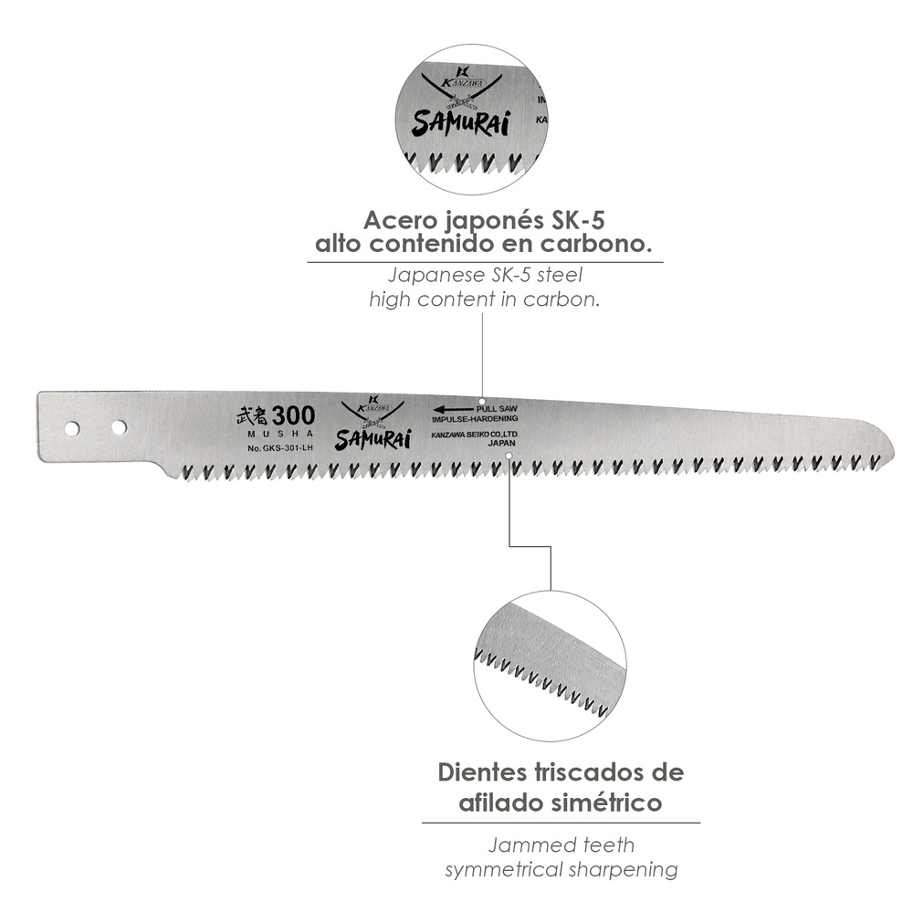 Hoja recambio serrucho Samurai gks-301-l. caracteristicas del diente