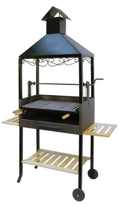 BARBA. CHIMENEA Con RUEDAS-ELEVADOR parrilla inox