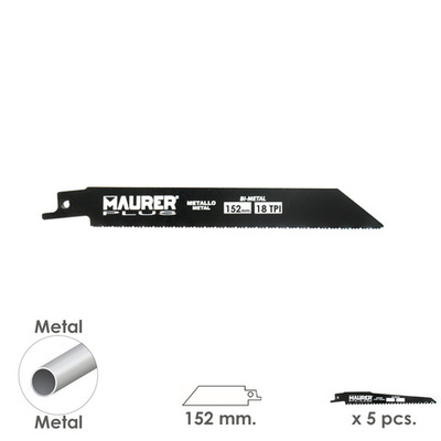 07120700 Hoja Para Sierra Sable Metal 152 mm. - 18 TPI Tipo Bosch (5 piezas)