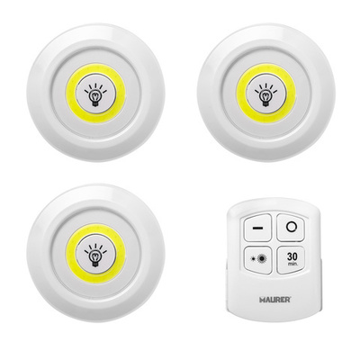 19079030 Set 3 Focos Led Con Mando 3 Watt. 80 Lumenes