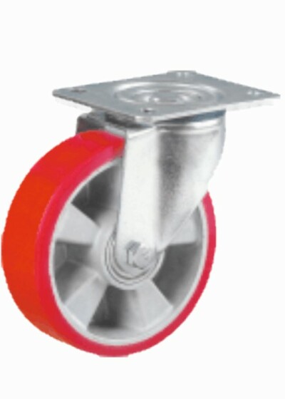 Rueda M. Aluminio/poliuretano con placa diametros de 125, 160 y 200mm