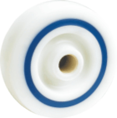 rueda aro sanwhich, nylon - goma azul - nylon diametro 100mm.