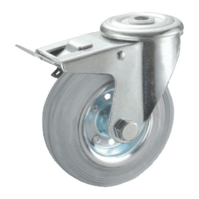 R. MG DIAMETRO 200 AGUJERO PASANTE CON FRENO  GOMA GRIS