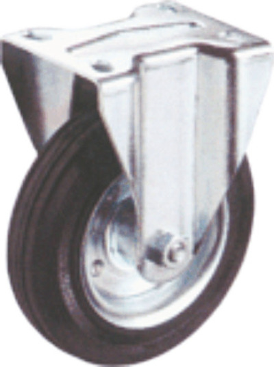 RUEDA MG DIAMETRO 200mm PLACA FIJA GOMA NEGRA