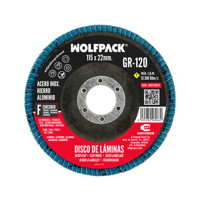 Disco Laminas Lija Circonio Inox - Plus 115x22 mm. Grano de 40-60-80 y 120