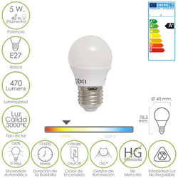 Oferta 50 Bombilla Led Esferica E27 5 W. - 40 W. Lumenes 470