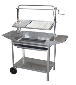 Barbacoa Inoxidable con Parrilla-Plancha y Elevador  124x50x140 cms.