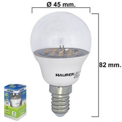 Bombilla Led Esferica Transparente Rosca E14 5 W.= 40 W. 470 lumenes Luz Blanca