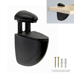25010068 Soporte Pelicano Regulable Para Estante 1 / 20 mm. Negro 