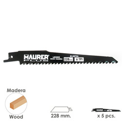 07120755 Hoja Para Sierra Sable Madera 228 mm. - 6 TPI Tipo Bosch (5 piezas)