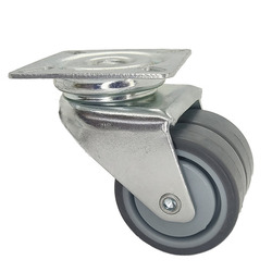 Rueda diametro 50 placa giratoria goma gris doble