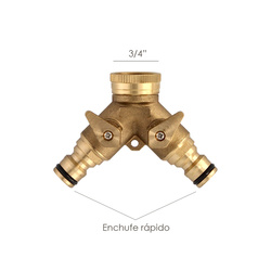 Adaptador Manguera Laton 2 tomas para Grifo 3/4