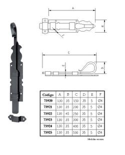 PASADOR FORJADO VARIAS MEDIDAS PLACA PICADA NEGRO MATE